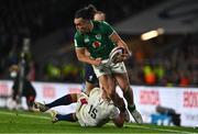 12 March 2022; James Lowe of Ireland is tackled by Freddie Steward of England during the Guinness Six Nations Rugby Championship match between England and Ireland at Twickenham Stadium in London, England. Photo by Brendan Moran/Sportsfile