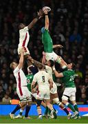 12 March 2022; Tadhg Beirne of Ireland wins possession in the lineout against Maro Itoje of England during the Guinness Six Nations Rugby Championship match between England and Ireland at Twickenham Stadium in London, England. Photo by Brendan Moran/Sportsfile