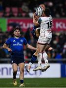 12 March 2022; Adam Byrne of Leinster and Mike Lowry of Ulster during the United Rugby Championship match between Ulster and Leinster at Kingspan Stadium in Belfast. Photo by Harry Murphy/Sportsfile