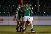 12 March 2022;  Fionn Gibbons and Aitzol King of Ireland celebrate after the U20 Six Nations Rugby Championship match between England and Ireland at Stone X Stadium in Barnet, England. Photo by Paul Harding/Sportsfile