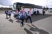 13 March 2022; Cork players John Cooper and Brian Hayes arrive before the Allianz Football League Division 2 match between Meath and Cork at Páirc Táilteann in Navan, Meath. Photo by Brendan Moran/Sportsfile