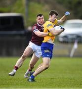 13 March 2022; Cillian Brennan of Clare in action against Damien Comer of Galway during the Allianz Football League Division 2 match between Galway and Clare at Tuam Stadium in Tuam, Galway. Photo by Ray Ryan/Sportsfile