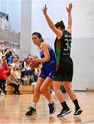 13 March 2022; Aine McKenna of The Address UCC Glanmire in action against Rebecca O'Keeffe of Trinity Meteors during the MissQuote.ie SuperLeague match between The Address UCC Glanmire and Trinity Meteors at Mardyke Arena in Cork. Photo by Eóin Noonan/Sportsfile