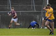 13 March 2022; Robert Finnerty of Galway celebrates after scoring a goal during the Allianz Football League Division 2 match between Galway and Clare at Tuam Stadium in Tuam, Galway. Photo by Ray Ryan/Sportsfile