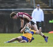 13 March 2022; Owen Gallagher of Galway in action against Cian O'Dea of Clare during the Allianz Football League Division 2 match between Galway and Clare at Tuam Stadium in Tuam, Galway. Photo by Ray Ryan/Sportsfile
