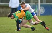 13 March 2022; Jamie Brennan of Donegal in action against Conor McCarthy of Monaghan during the Allianz Football League Division 1 match between Donegal and Monaghan at MacCumhaill Park in Ballybofey, Donegal. Photo by Ramsey Cardy/Sportsfile