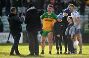 13 March 2022; Patrick McBrearty of Donegal and Kieran Hughes of Monaghan with supporters after the Allianz Football League Division 1 match between Donegal and Monaghan at MacCumhaill Park in Ballybofey, Donegal. Photo by Ramsey Cardy/Sportsfile