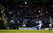 13 March 2022; Meath goalkeeper Harry Hogan kicks a free as gulls circle the pitch during the Allianz Football League Division 2 match between Meath and Cork at Páirc Táilteann in Navan, Meath. Photo by Brendan Moran/Sportsfile