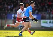 13 March 2022; Seán Bugler of Dublin in action against Johnny Munroe of Tyrone during the Allianz Football League Division 1 match between Tyrone and Dublin at O'Neill's Healy Park in Omagh, Tyrone. Photo by Ray McManus/Sportsfile