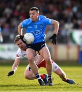 13 March 2022; Cormac Costello of Dublin in action against Frank Burns of Tyrone during the Allianz Football League Division 1 match between Tyrone and Dublin at O'Neill's Healy Park in Omagh, Tyrone. Photo by Ray McManus/Sportsfile