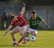 13 March 2022; James McEntee of Meath in action against Cathal O’Mahony of Cork during the Allianz Football League Division 2 match between Meath and Cork at Páirc Táilteann in Navan, Meath. Photo by Brendan Moran/Sportsfile