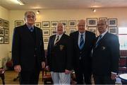 13 March 2022; In attendance, from left, Leinster Rugby President John Walsh, Newbridge RFC President Ollie Delaney, Leinster Rugby Chair of Junior Committee Pat Carlon and Towns Cup Coordinator Bill Cullen during the Bank of Ireland Leinster Rugby Provincial Towns Cup Quarter-Final draw at Newbridge RFC in Newbridge, Kildare. Photo by Harry Murphy/Sportsfile