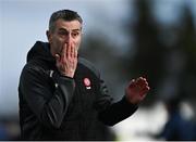 13 March 2022; Derry manager Rory Gallagher during the Allianz Football League Division 2 match between Roscommon and Derry at Dr Hyde Park in Roscommon. Photo by Piaras Ó Mídheach/Sportsfile