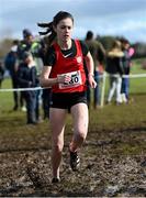 12 March 2022; Ava Chandler of St Aloysius Carrigtwohill, Cork, competing in the junior girls 2500m during the Irish Life Health All-Ireland Schools Cross Country at the City of Belfast Mallusk Playing Fields in Belfast. Photo by Ramsey Cardy/Sportsfile