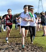 12 March 2022; Elsa Montgomery of Sullivan Upper School, Holywood, Belfast, competing in the junior girls 2500m during the Irish Life Health All-Ireland Schools Cross Country at the City of Belfast Mallusk Playing Fields in Belfast. Photo by Ramsey Cardy/Sportsfile