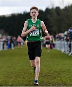 12 March 2022; Jamie Wallace of Coláiste Mhuire, Mullingar, Westmeath, competing in the junior boys 3500m during the Irish Life Health All-Ireland Schools Cross Country at the City of Belfast Mallusk Playing Fields in Belfast. Photo by Ramsey Cardy/Sportsfile