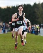 12 March 2022; Oisin Dorgan of Rochestown College, Cork, competing in the junior boys 3500m during the Irish Life Health All-Ireland Schools Cross Country at the City of Belfast Mallusk Playing Fields in Belfast. Photo by Ramsey Cardy/Sportsfile