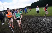 12 March 2022; Nicole Dinan of St Angelas, Cork, competing in the intermediate girls 3500m during the Irish Life Health All-Ireland Schools Cross Country at the City of Belfast Mallusk Playing Fields in Belfast. Photo by Ramsey Cardy/Sportsfile