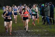 12 March 2022; Gemma Galvin of St Michaels CC Kilmihil, Clare, competing in the intermediate girls 3500m during the Irish Life Health All-Ireland Schools Cross Country at the City of Belfast Mallusk Playing Fields in Belfast. Photo by Ramsey Cardy/Sportsfile