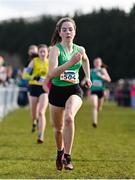 12 March 2022; Nicole Dinan of St Angelas Cork, Cork, competing in the intermediate girls 3500m during the Irish Life Health All-Ireland Schools Cross Country at the City of Belfast Mallusk Playing Fields in Belfast. Photo by Ramsey Cardy/Sportsfile