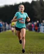 12 March 2022; Anna Watson of St Joseph of Cluny, Dublin, competing in the intermediate girls 3500m during the Irish Life Health All-Ireland Schools Cross Country at the City of Belfast Mallusk Playing Fields in Belfast. Photo by Ramsey Cardy/Sportsfile