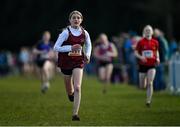 12 March 2022; Julie Cleary of Loreto Stephens Green, Dublin, competing in the intermediate girls 3500m during the Irish Life Health All-Ireland Schools Cross Country at the City of Belfast Mallusk Playing Fields in Belfast. Photo by Ramsey Cardy/Sportsfile