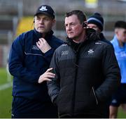 13 March 2022; Séamus McCormack, right, and Dublin manager Dessie Farrell during the Allianz Football League Division 1 match between Tyrone and Dublin at O'Neill's Healy Park in Omagh, Tyrone. Photo by Ray McManus/Sportsfile