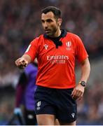 12 March 2022; Referee Mathieu Raynal during the Guinness Six Nations Rugby Championship match between England and Ireland at Twickenham Stadium in London, England. Photo by Brendan Moran/Sportsfile