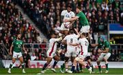 12 March 2022; Courtney Lawes of England wins a lineout from Iain Henderson of Ireland during the Guinness Six Nations Rugby Championship match between England and Ireland at Twickenham Stadium in London, England. Photo by Brendan Moran/Sportsfile
