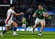 12 March 2022; James Lowe of Ireland in action against Marcus Smith of England during the Guinness Six Nations Rugby Championship match between England and Ireland at Twickenham Stadium in London, England. Photo by Brendan Moran/Sportsfile