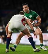 12 March 2022; James Lowe of Ireland in action against Freddie Steward of England during the Guinness Six Nations Rugby Championship match between England and Ireland at Twickenham Stadium in London, England. Photo by Brendan Moran/Sportsfile