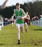 12 March 2022; William Verling of St Colmans Fermoy, Cork, competing in the intermediate boys 5000m during the Irish Life Health All-Ireland Schools Cross Country at the City of Belfast Mallusk Playing Fields in Belfast. Photo by Ramsey Cardy/Sportsfile