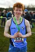 12 March 2022; Lughaigh Mallon of Rathmore Grammar School, Belfast, after competing in the intermediate boys 5000m during the Irish Life Health All-Ireland Schools Cross Country at the City of Belfast Mallusk Playing Fields in Belfast. Photo by Ramsey Cardy/Sportsfile