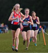 12 March 2022; Emma Landers of Pobalscoil na Trionoide, Cork, competing in the senior girls 3500m during the Irish Life Health All-Ireland Schools Cross Country at the City of Belfast Mallusk Playing Fields in Belfast. Photo by Ramsey Cardy/Sportsfile