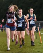 12 March 2022; Jenni Reidy of Presentation College Tuam, Galway, competing in the senior girls 3500m during the Irish Life Health All-Ireland Schools Cross Country at the City of Belfast Mallusk Playing Fields in Belfast. Photo by Ramsey Cardy/Sportsfile