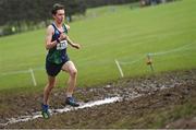 12 March 2022; Jonas Stafford of East Glendalough, Wicklow, competing in the senior boys 6500m during the Irish Life Health All-Ireland Schools Cross Country at the City of Belfast Mallusk Playing Fields in Belfast. Photo by Ramsey Cardy/Sportsfile