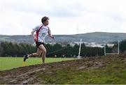 12 March 2022; Simon Ferris of Banbridge Academy, Down, competing in the senior boys 6500m during the Irish Life Health All-Ireland Schools Cross Country at the City of Belfast Mallusk Playing Fields in Belfast. Photo by Ramsey Cardy/Sportsfile
