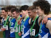 12 March 2022; Scott Fagan of Castleknock CC, Dublin, after winning the senior boys 6500m during the Irish Life Health All-Ireland Schools Cross Country at the City of Belfast Mallusk Playing Fields in Belfast. Photo by Ramsey Cardy/Sportsfile