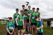 12 March 2022; On the podium after the inter boys race, Coláiste Mhuire, Mullingar, Westmeath, during the Irish Life Health All-Ireland Schools Cross Country at the City of Belfast Mallusk Playing Fields in Belfast. Photo by Ramsey Cardy/Sportsfile