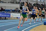 27 February 2022; Conor Duncan of Ratoath AC, Meath, competing in the senior men's 800m during day two of the Irish Life Health National Senior Indoor Athletics Championships at the National Indoor Arena at the Sport Ireland Campus in Dublin. Photo by Sam Barnes/Sportsfile
