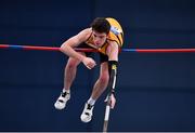 27 February 2022; Joshua Fitzgerald of Leevale AC, Cork, competing in the senior men's Pole Vault during day two of the Irish Life Health National Senior Indoor Athletics Championships at the National Indoor Arena at the Sport Ireland Campus in Dublin. Photo by Sam Barnes/Sportsfile