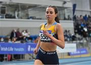 27 February 2022; Kate Nurse of UCD AC, Dublin, competing in the senior women's 1500m during day two of the Irish Life Health National Senior Indoor Athletics Championships at the National Indoor Arena at the Sport Ireland Campus in Dublin. Photo by Sam Barnes/Sportsfile