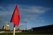 14 March 2022; A corner flag at Dalymount Park in Dublin before the SSE Airtricity League Premier Division match between Bohemians and Shelbourne. Photo by Brendan Moran/Sportsfile