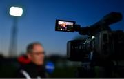 14 March 2022; Dundalk first team manager Dave Mackey is seen through a camera as he is interviewed by LOITV before the SSE Airtricity League Premier Division match between Dundalk and Shamrock Rovers at Oriel Park in Dundalk, Louth. Photo by Ben McShane/Sportsfile