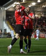 14 March 2022; Jamie McGonigle of Derry City celebrates after scoring his side's first goal during the SSE Airtricity League Premier Division match between Derry City and Drogheda United at The Ryan McBride Brandywell Stadium in Derry. Photo by Ramsey Cardy/Sportsfile