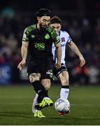 14 March 2022; Richie Towell of Shamrock Rovers in action against Dan Williams of Dundalk during the SSE Airtricity League Premier Division match between Dundalk and Shamrock Rovers at Oriel Park in Dundalk, Louth. Photo by Ben McShane/Sportsfile
