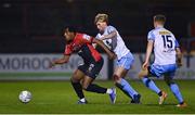 14 March 2022; Promise Omochere of Bohemians in action against Aaron O’Driscoll of Shelbourne during the SSE Airtricity League Premier Division match between Bohemians and Shelbourne at Dalymount Park in Dublin. Photo by Brendan Moran/Sportsfile