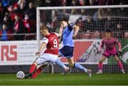 14 March 2022; Eoin Doyle of St Patrick's Athletic shoots under pressure from Sam Todd of UCD during the SSE Airtricity League Premier Division match between St Patrick's Athletic and UCD at Richmond Park in Dublin. Photo by Piaras Ó Mídheach/Sportsfile