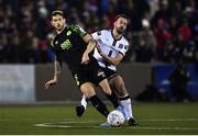 14 March 2022; Lee Grace of Shamrock Rovers in action against Robbie Benson of Dundalk during the SSE Airtricity League Premier Division match between Dundalk and Shamrock Rovers at Oriel Park in Dundalk, Louth. Photo by Ben McShane/Sportsfile