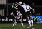 14 March 2022; Aaron Greene of Shamrock Rovers has a header on goal despite the attention of Mark Connolly of Dundalk during the SSE Airtricity League Premier Division match between Dundalk and Shamrock Rovers at Oriel Park in Dundalk, Louth. Photo by Ben McShane/Sportsfile